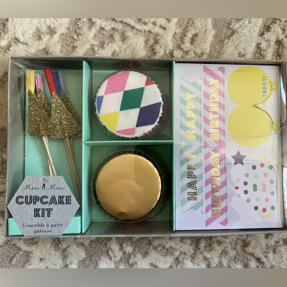 NEW! Meri Meri happy birthday stickers cupcake kit